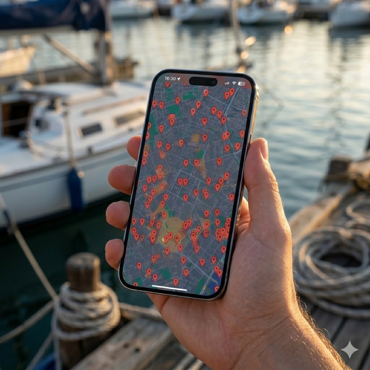 Dispositivo móvil integrado en el flujo de trabajo de una consola de pesca profesional