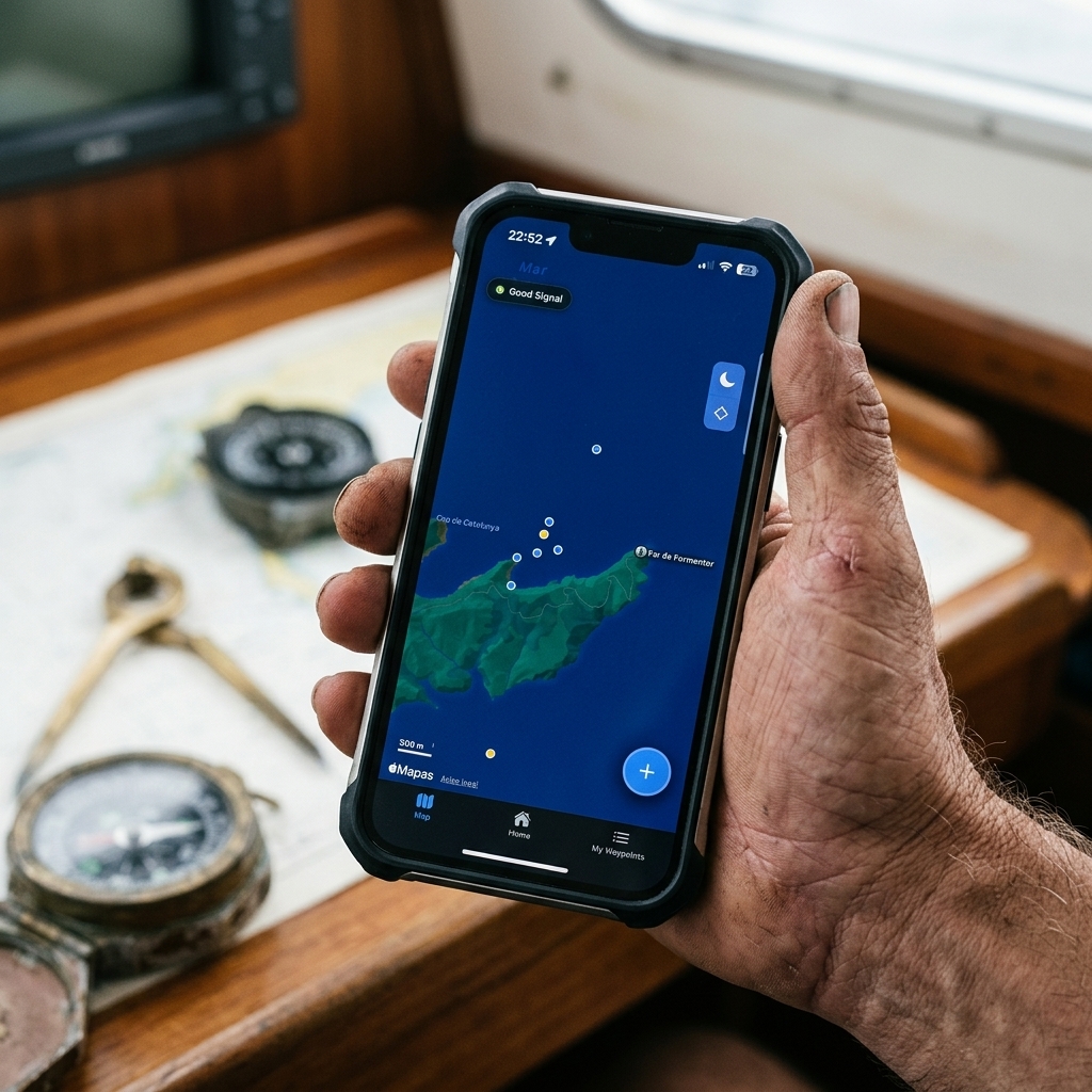 un smartphone dans un environnement nautique robuste