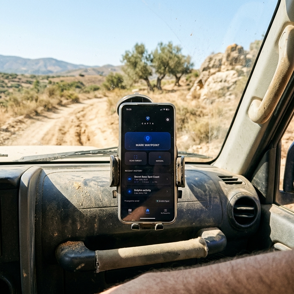 Utilisation de la navigation de CAPTA sur le tableau de bord d'un tout-terrain en route