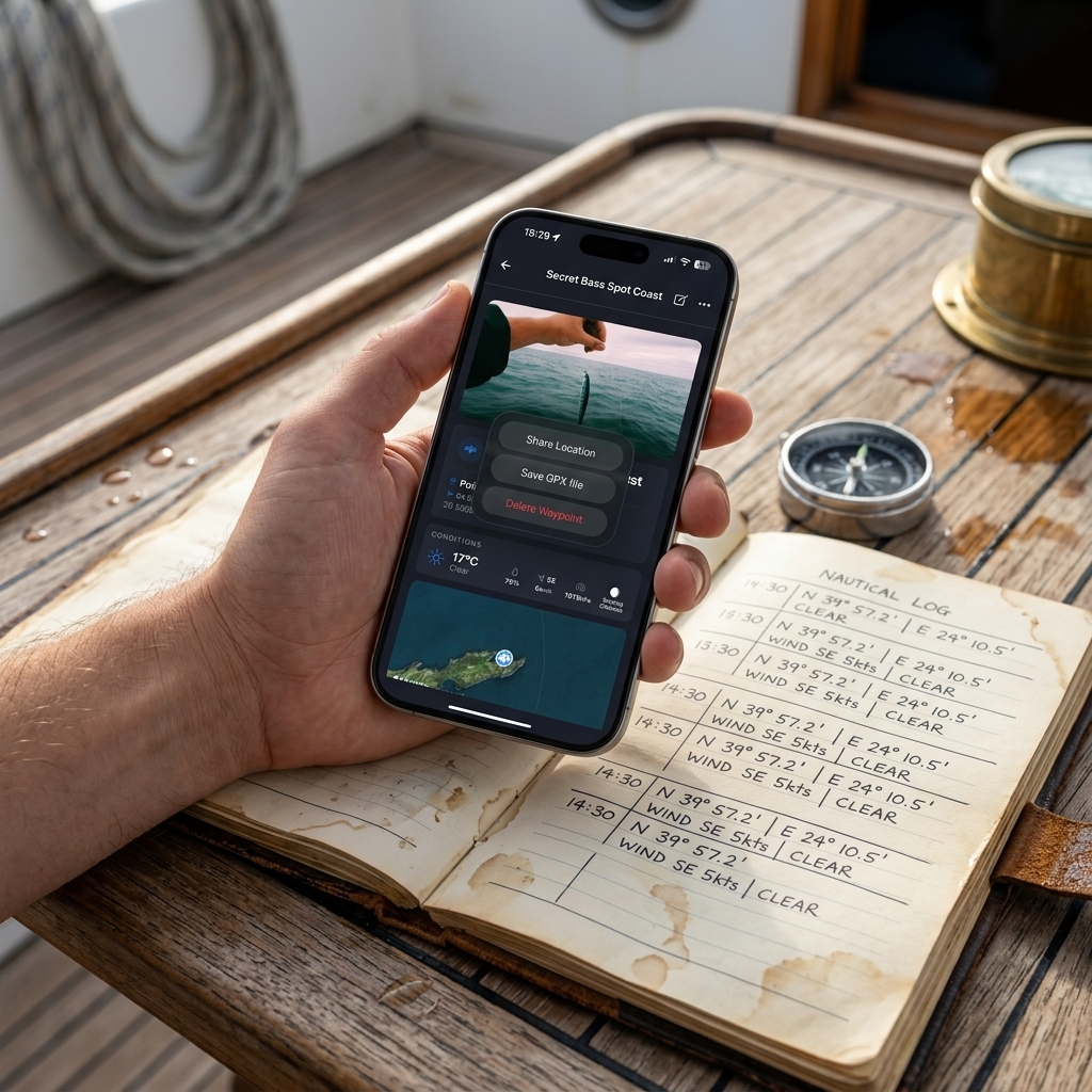 escanear coordenadas GPS desde un cuaderno de pesca con la cámara