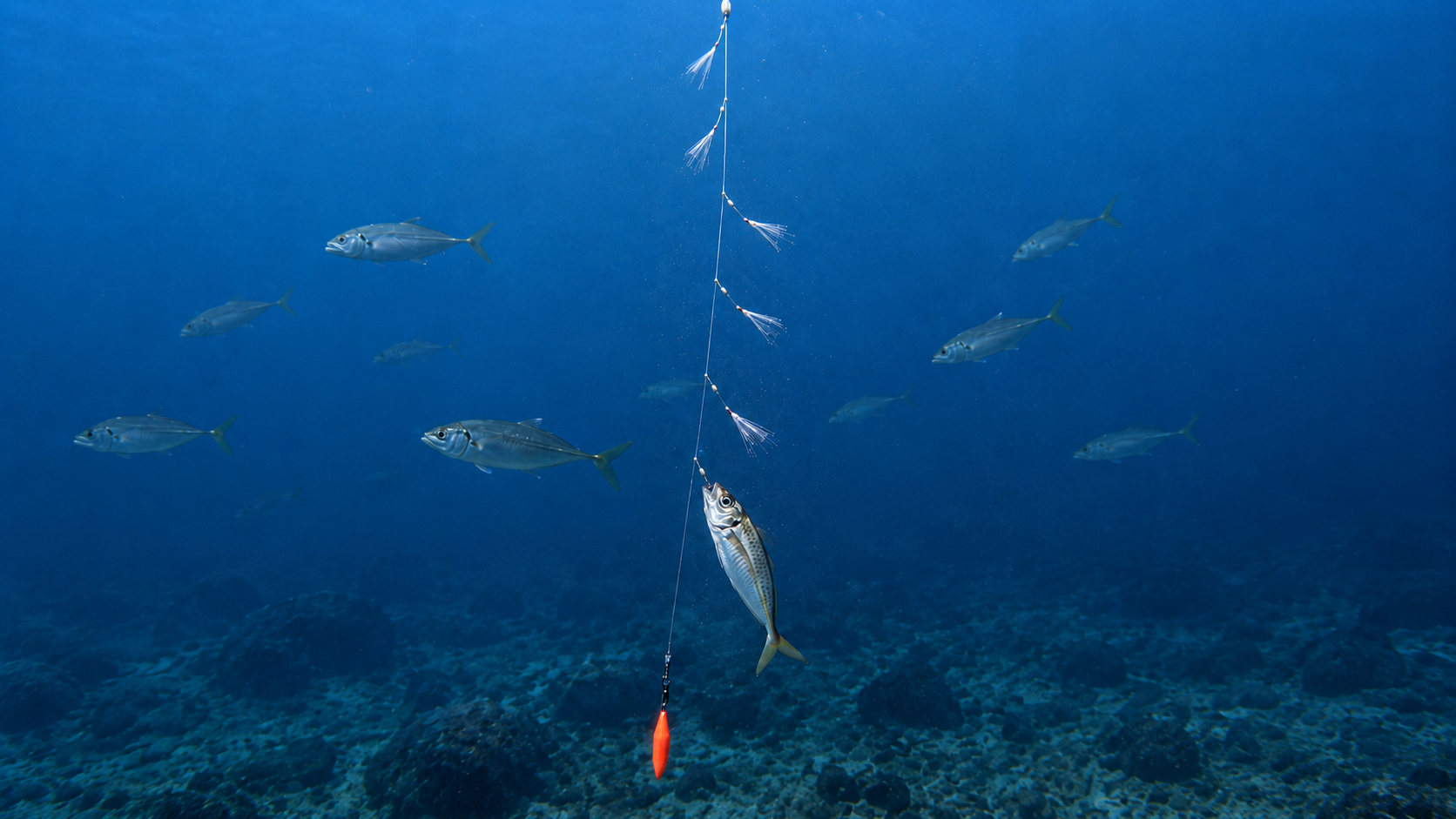 Carapau capturado para utilizar como isca viva na pesca do peixe-galo