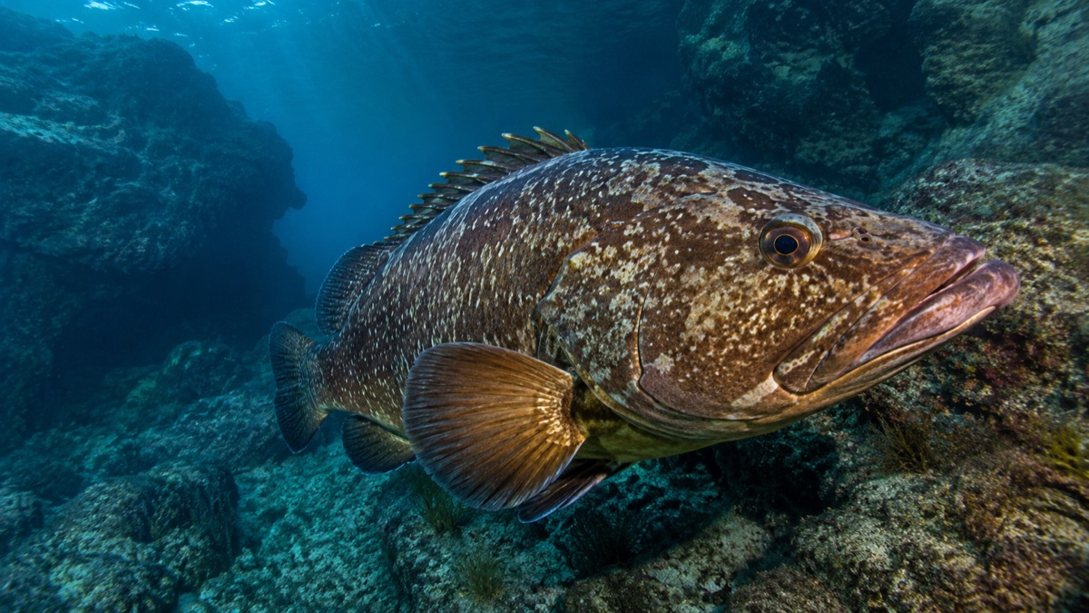 Pêche au mérou utilisant un poulpe comme appât sur un fond rocheux