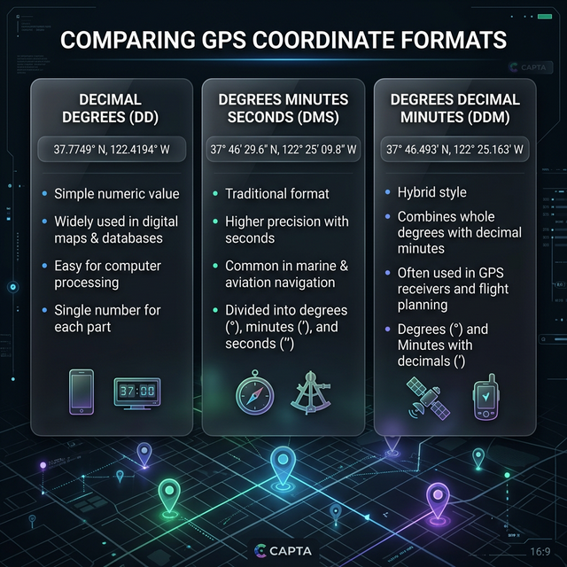 Common GPS coordinate formats
