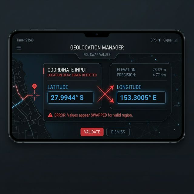 Interface d'inversion de latitude et longitude