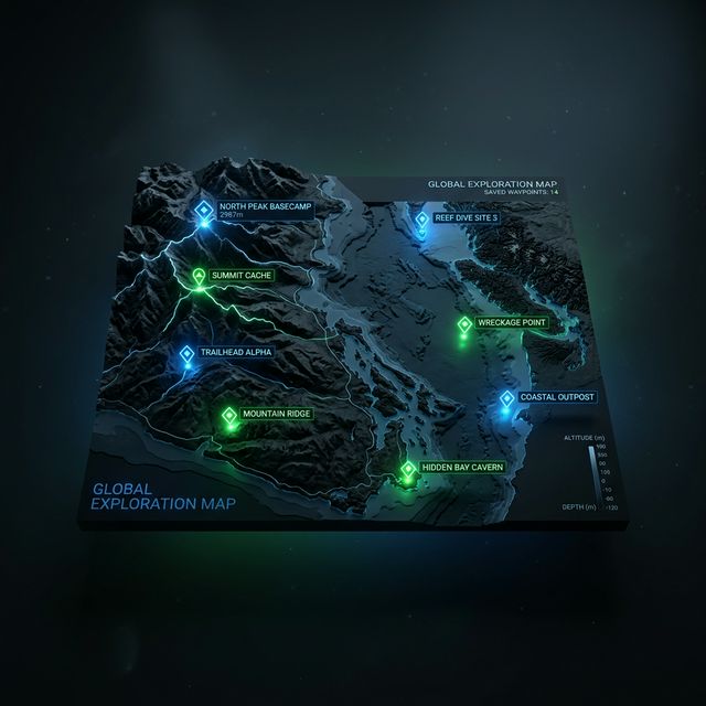 Gespeicherte  Punkte  auf  einer  3D-Karte