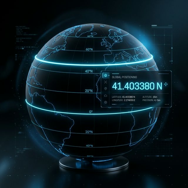 3D Earth globe highlighting GPS latitude