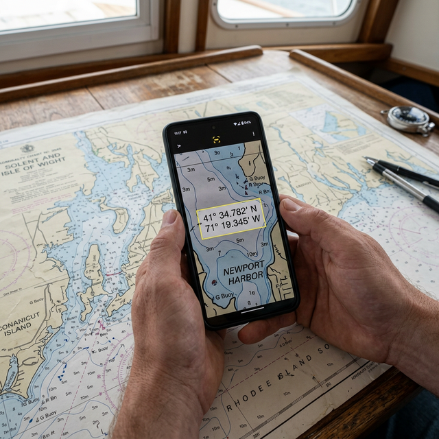 Using the CAPTA camera to read coordinates directly from a paper nautical chart